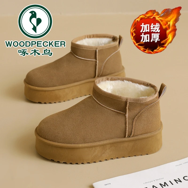 【啄木鸟正品】百搭一脚蹬保暖时尚雪地靴东北极寒女雪地靴加绒棉靴