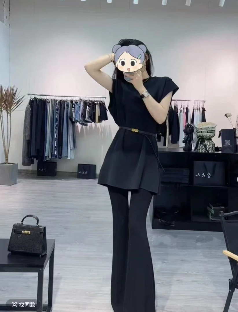 大码显瘦上衣992438微喇长99986短99985裤套装