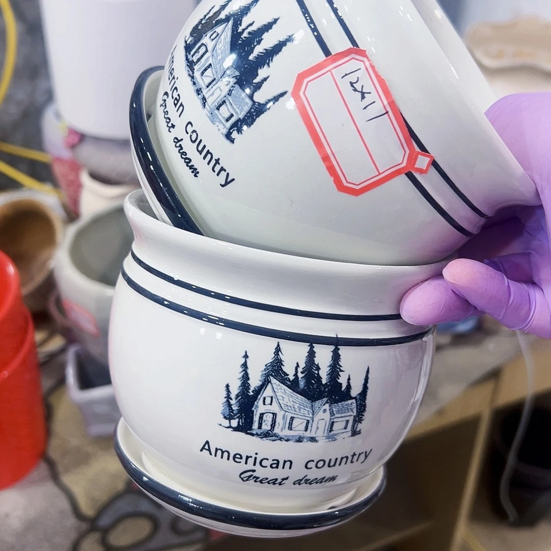 有孔外贸尾单陶瓷花盆凑单10米包邮