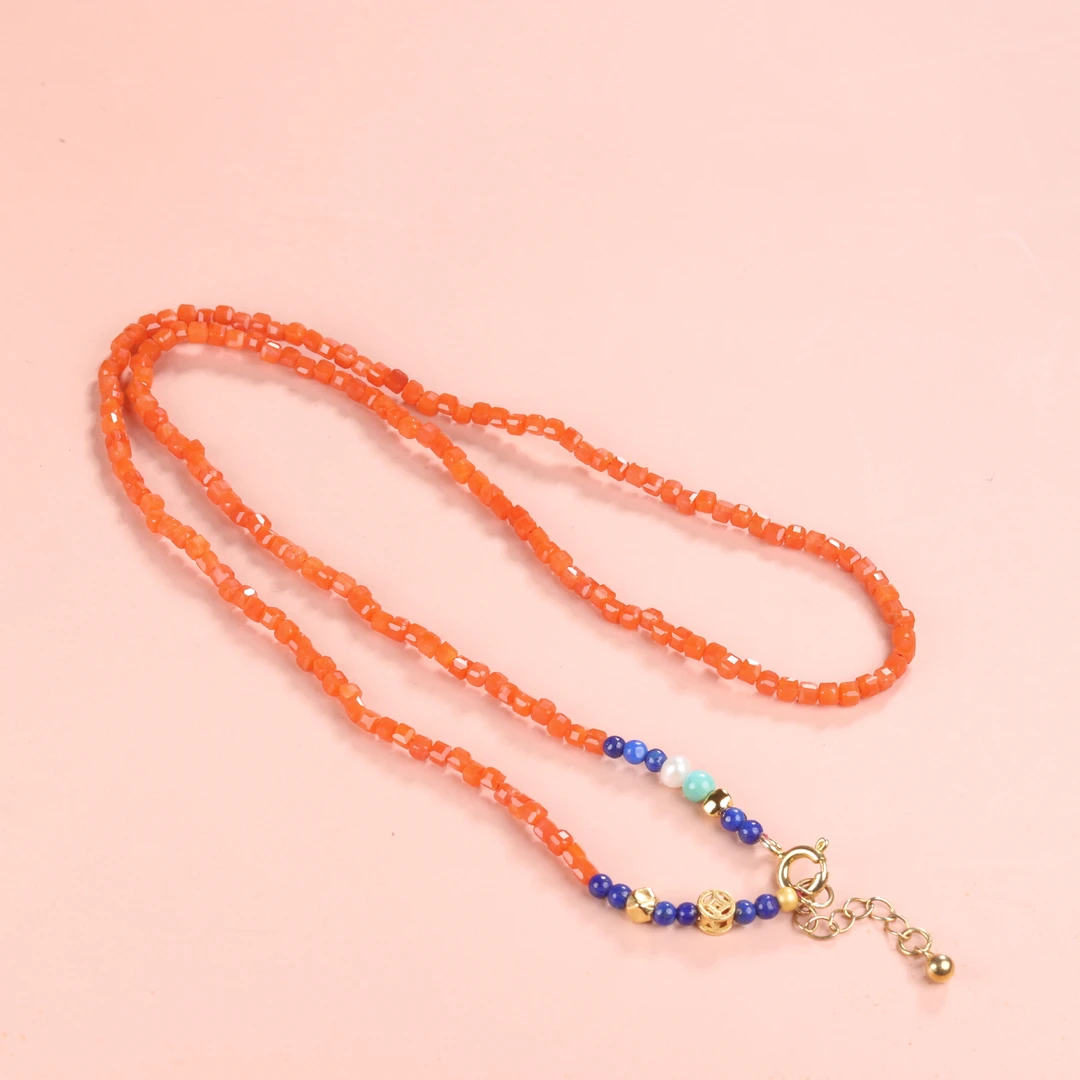 【小娟珠宝】G15 南红爆闪宝石切项链 L 3754