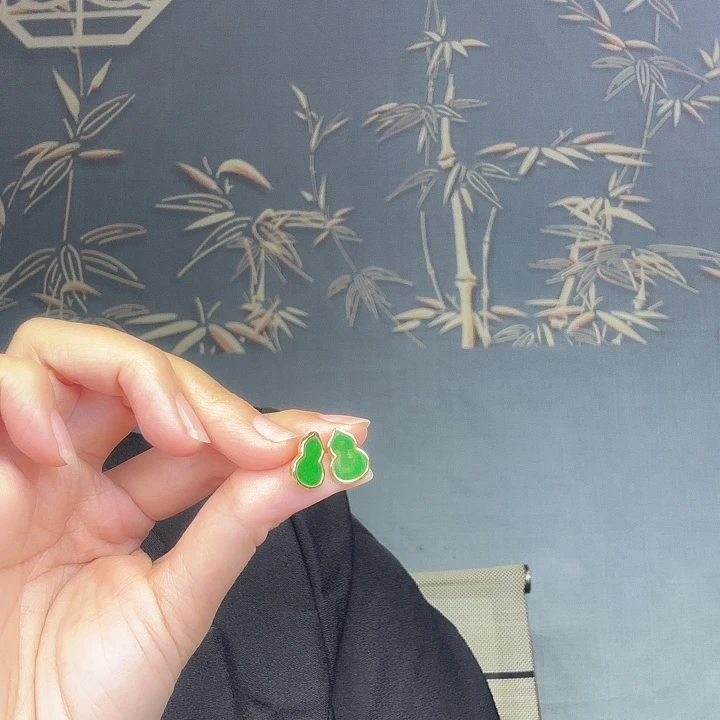 翡翠银S925镶嵌耳钉特价