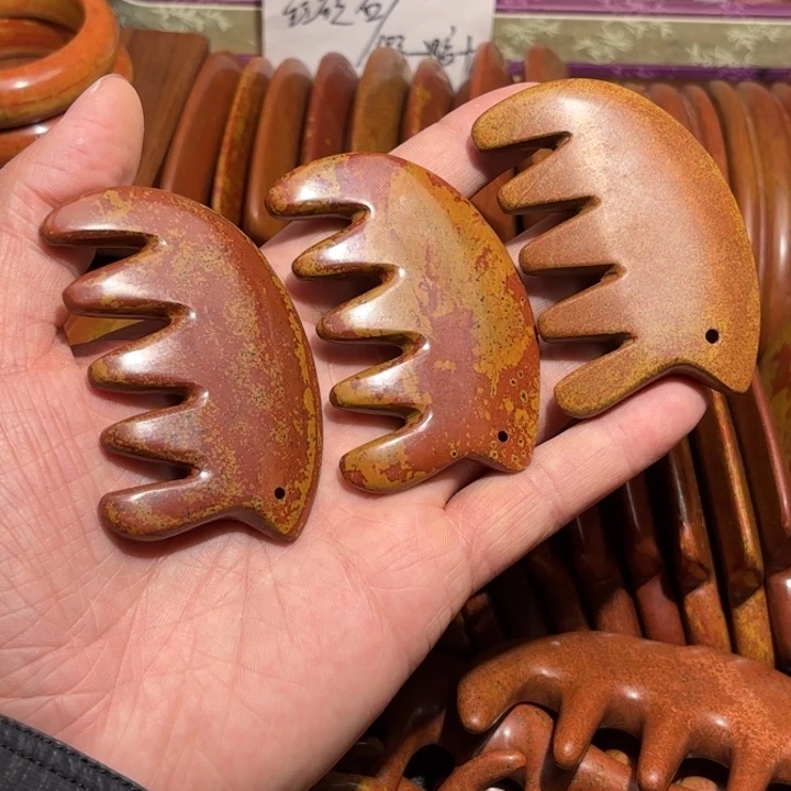 红砭石精品款小象梳子五齿经络梳