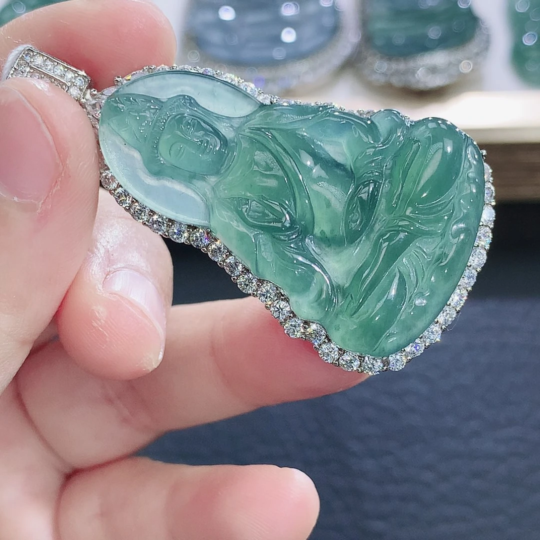 银S925镶嵌挂件翡翠翡翠