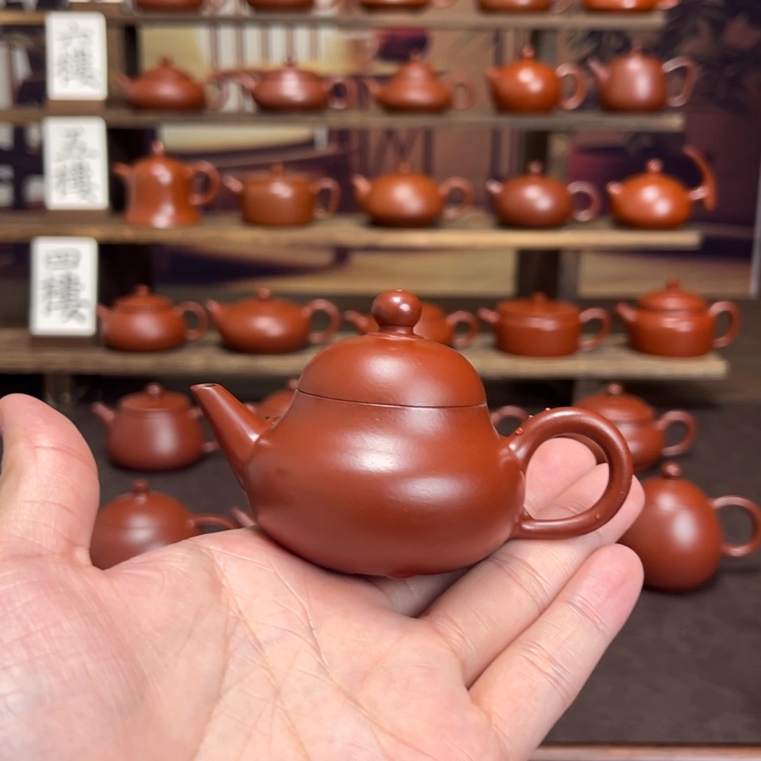 正***义茶壶紫砂朱泥梨壶50cc