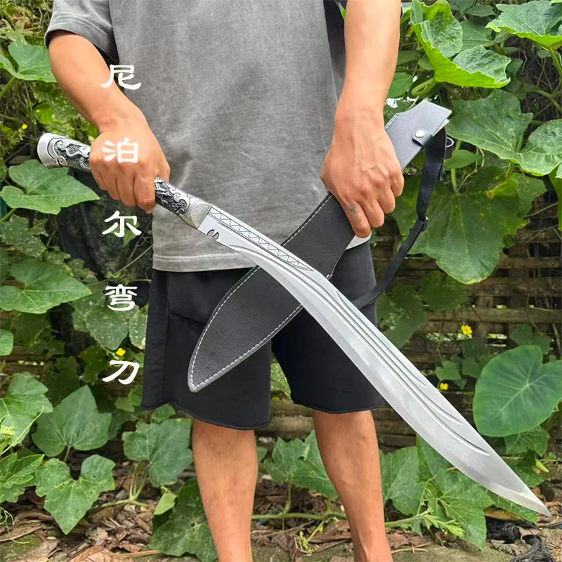 龙泉刀剑淬火回火一体成型高锰钢绣春牛尾刀户外防身冷兵器未开刃