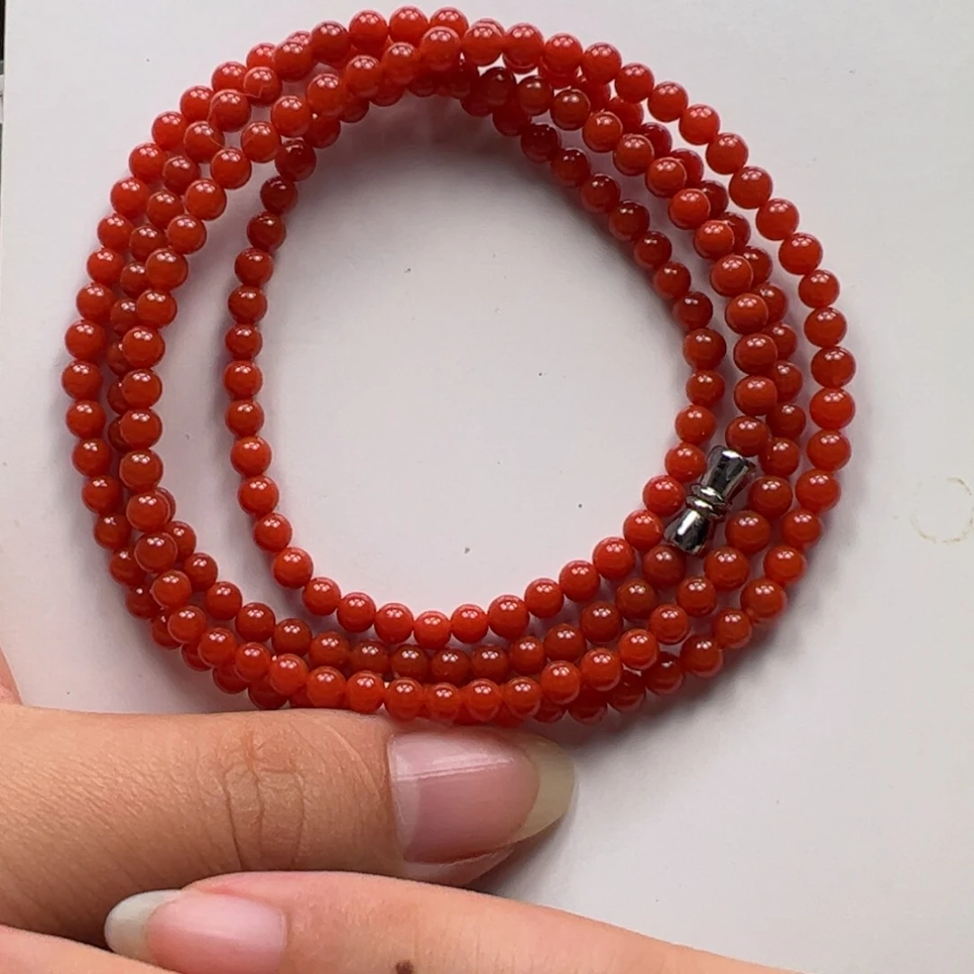 合金南红玛瑙挂件大水沟小米珠链