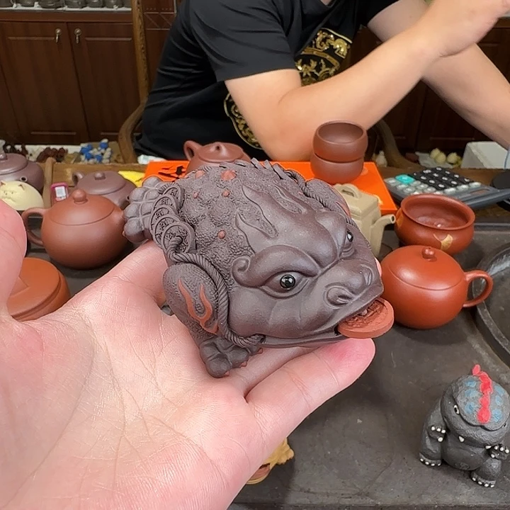 茶壶紫砂金蟾紫泥