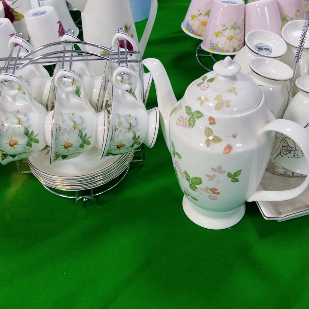 玺***装新骨瓷壶做木棉花1壶六杯