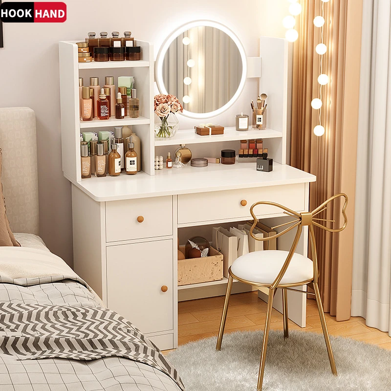 梳妆台卧室小型现代简约收纳柜一体小户型网红ins风化妆桌化妆台