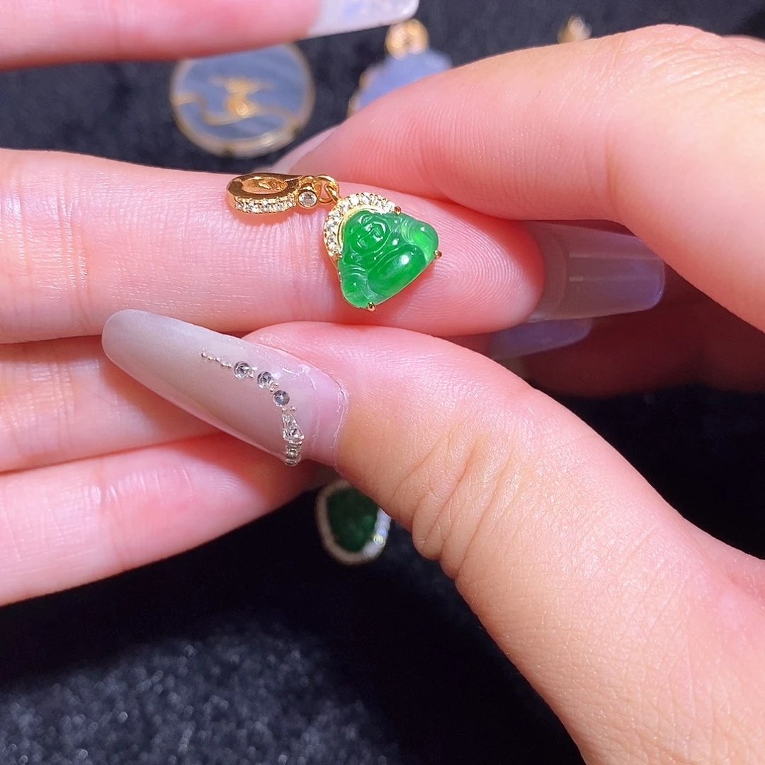 翡翠银S925镶嵌颈饰天然翡翠