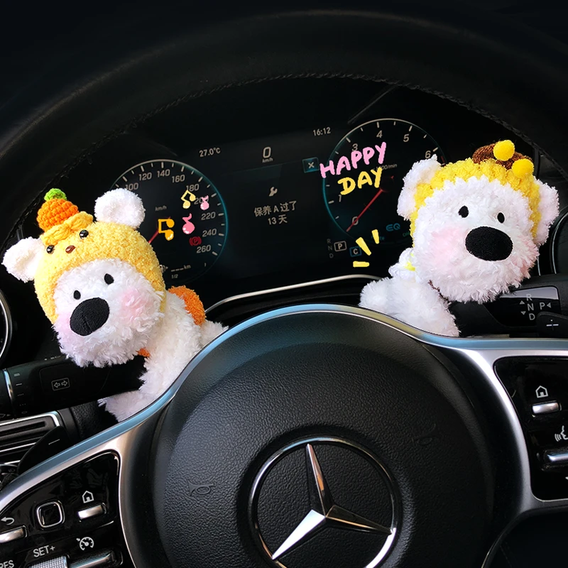 西高地小狗汽车怀挡装饰车载毛绒公仔玩偶雨刷器转向灯车内饰摆件