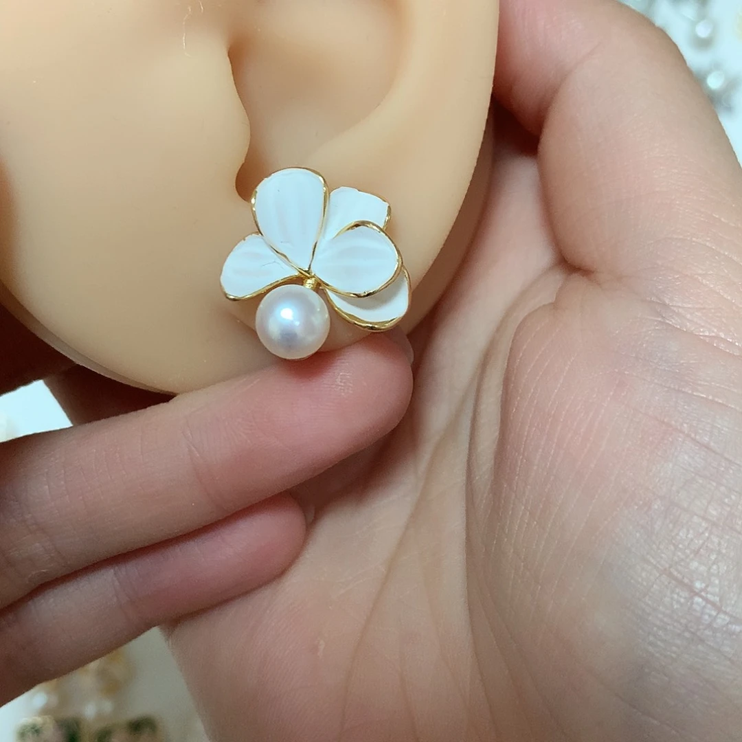 淡水珍珠耳饰合金