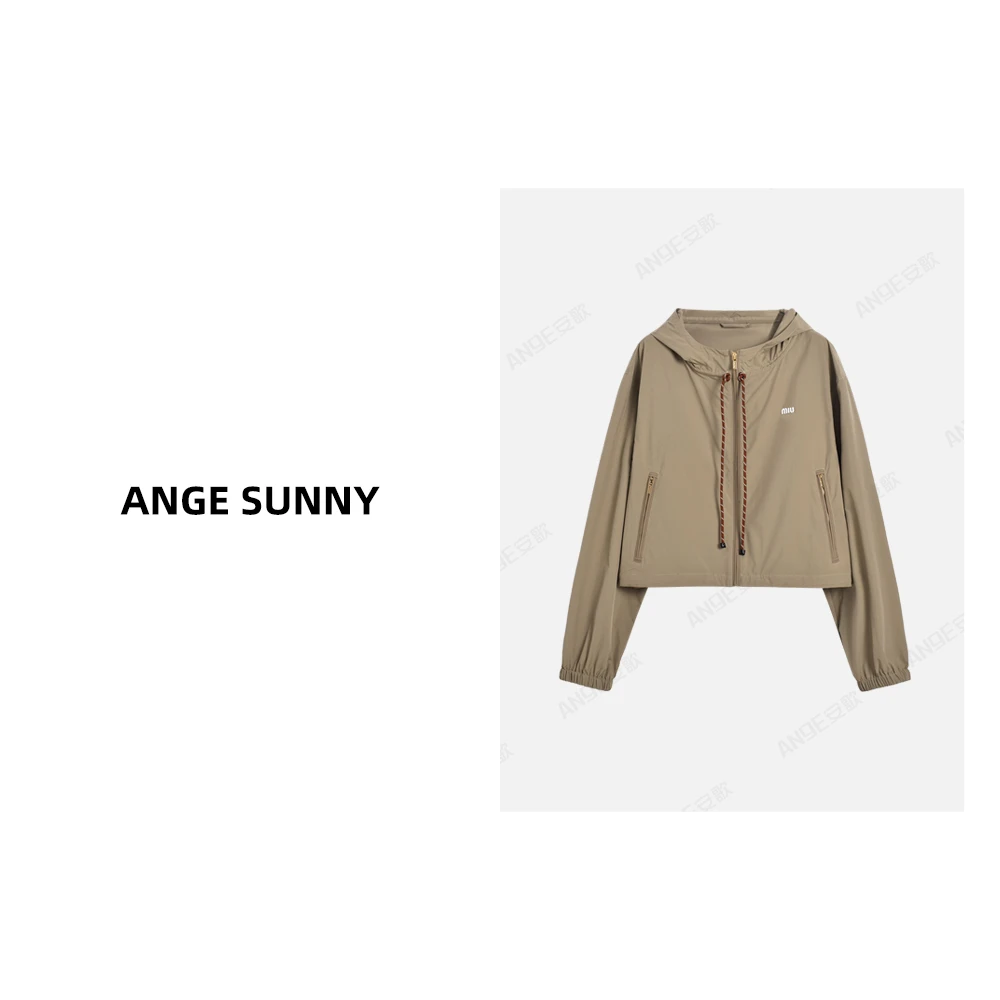 ANGE SUNNY【沈梦辰同款 字母连帽外套】 口袋拉链徽标运动夹克