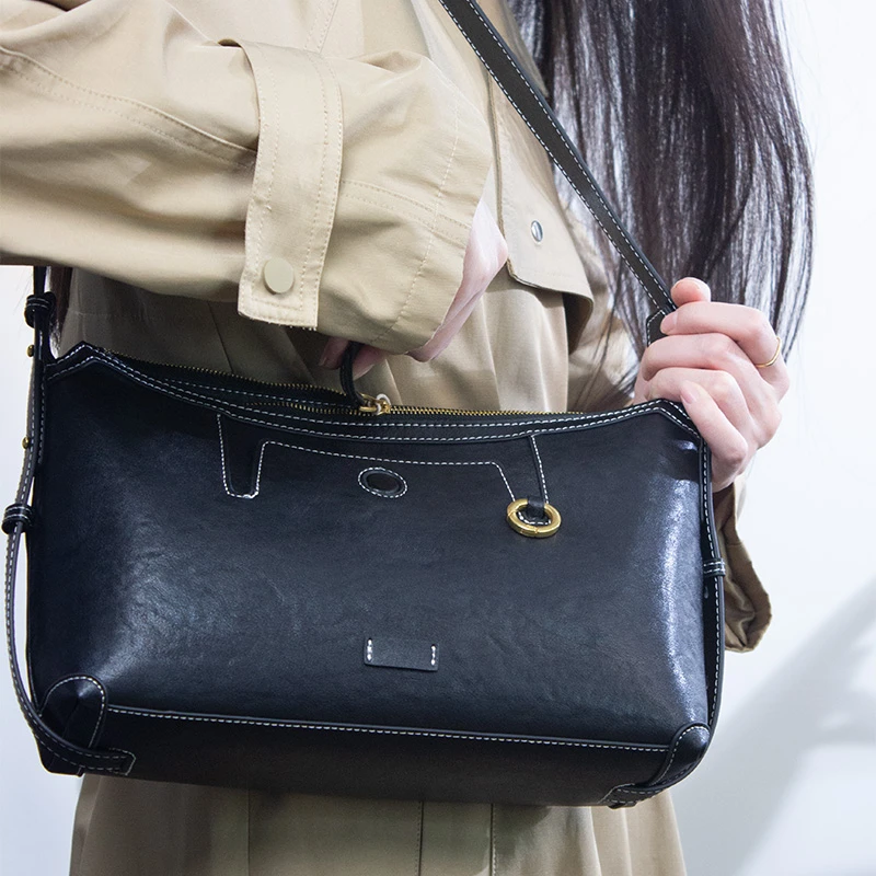 【SX平替】鼎配女士hobo可单肩斜跨通勤包包包简约真皮休闲女包