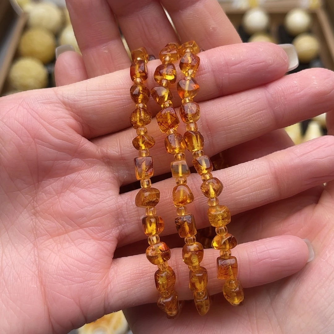 琥珀未镶嵌裸石蜜蜡花珀链子鸽