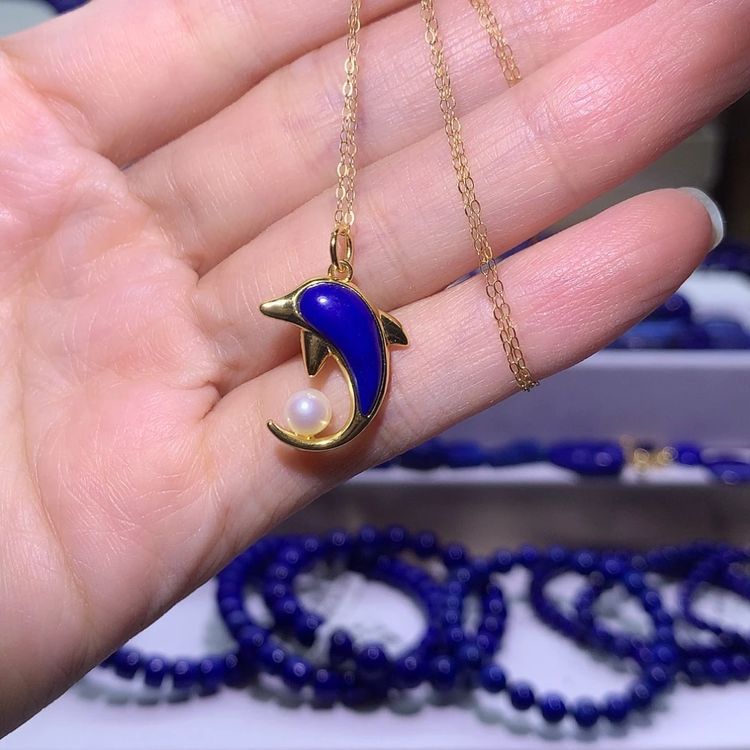 青金石合金天然原矿项链18m