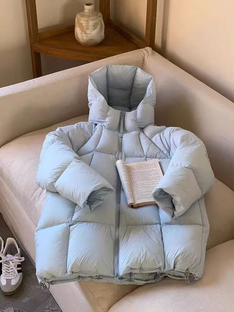 【雪欢飞正品】2025新款短款拉链鹅绒女装羽绒服女韩版连帽款2800