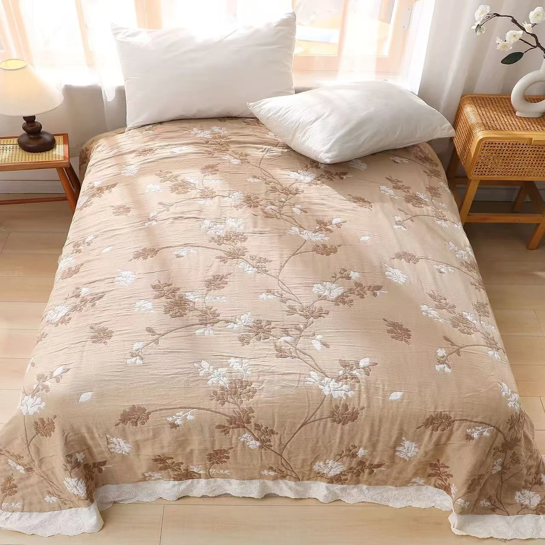 岚奚美学-【花枝】200*230花边多层多功能床盖盖毯