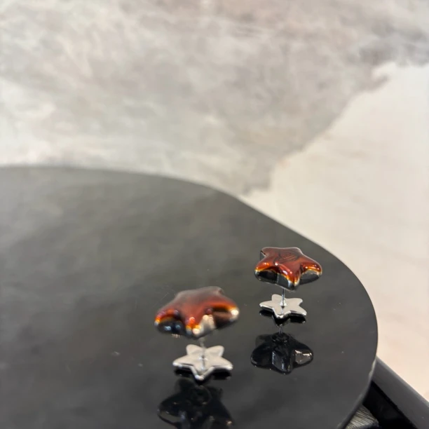 铜合金珐琅耳饰 双五角星字母耳环EH2196