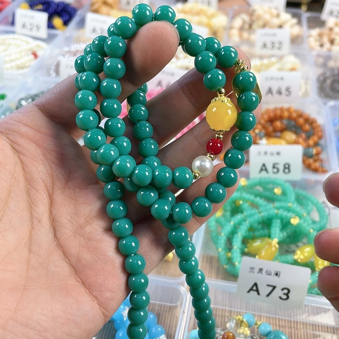 檀香木手串银S925镀金镶嵌