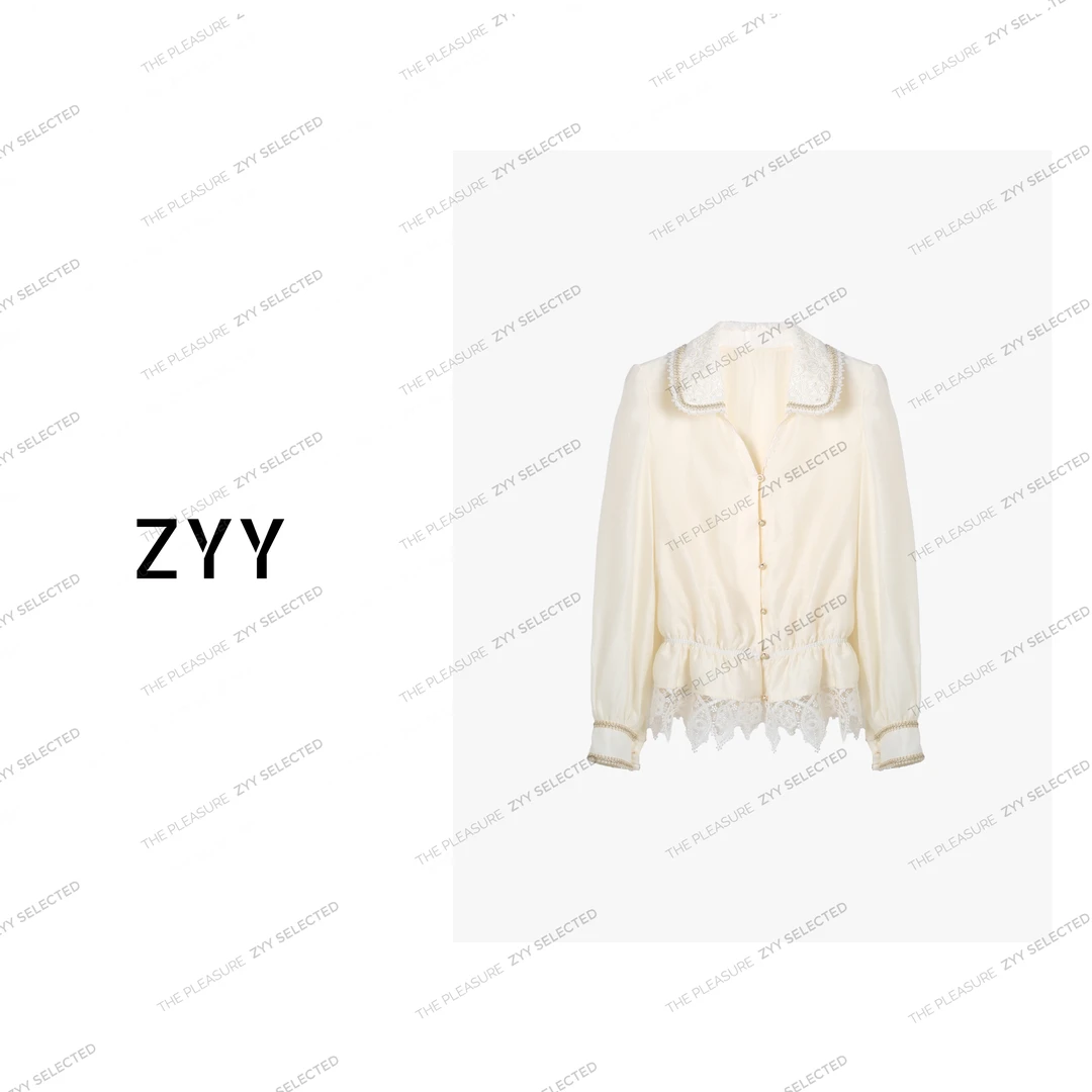 ZYY【唐顿花园】2025S/S新品韩系蕾丝花边减龄法式衬衫女X25CC502