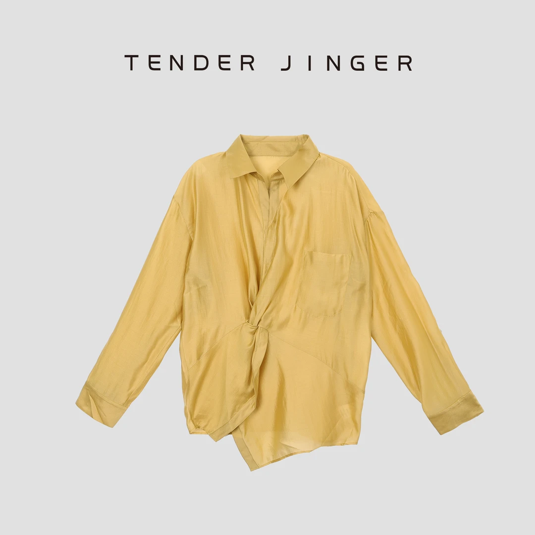 Tender Jinger【BASICS】2024夏不规则翻领长袖衬衫T42KP76984
