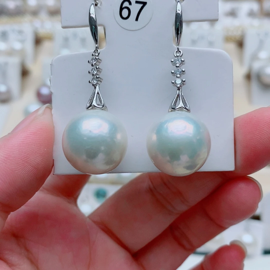 飘***絮银S925镶嵌耳饰淡水珍珠15.4mm