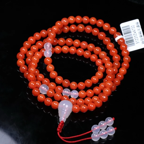 1原矿无优化天然南红冷水河老坑多圈6mm左右108佛珠不保无裂