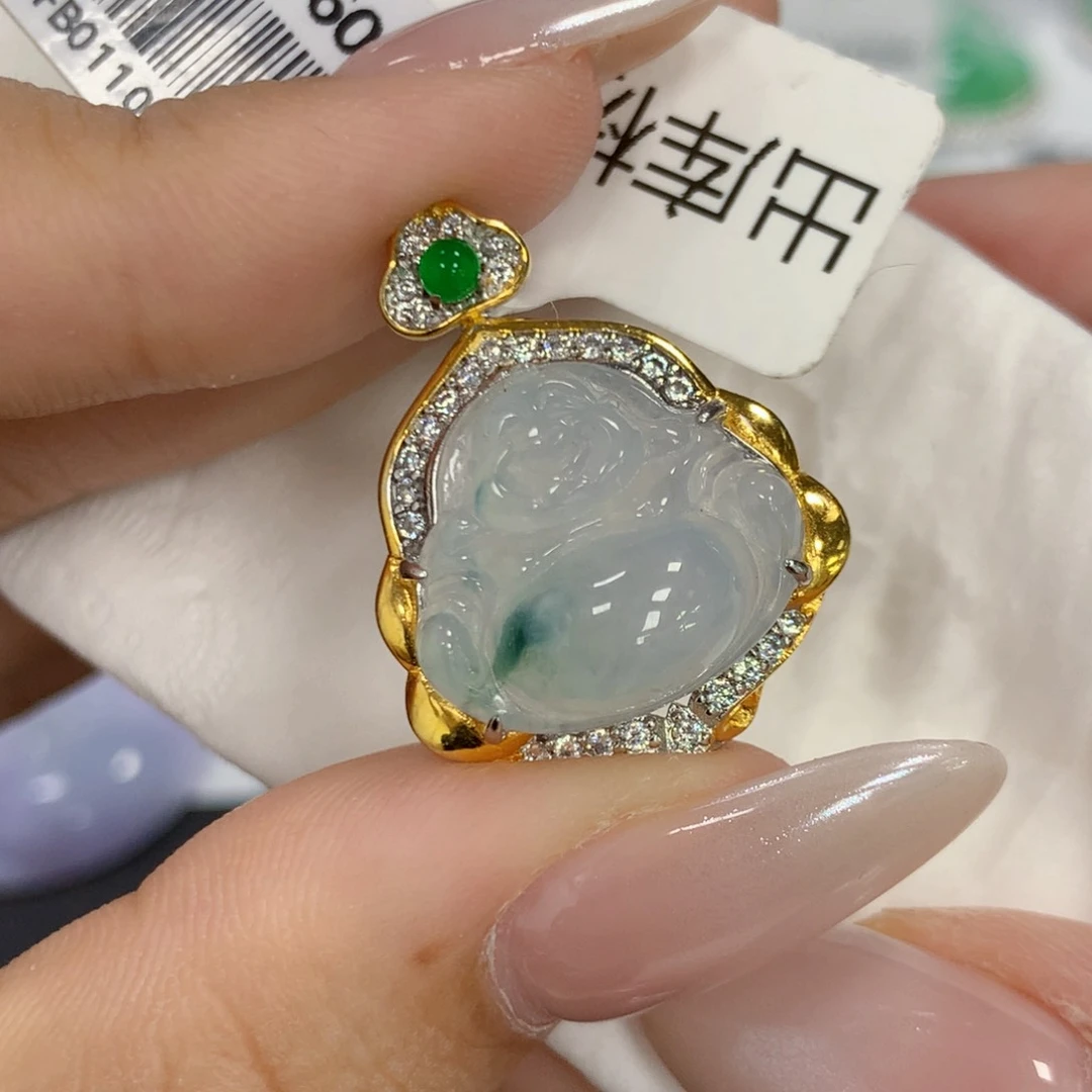 颈饰银S925镶嵌翡翠