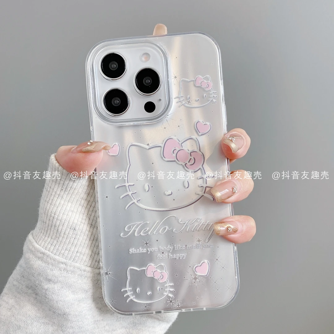 流星纹IMD适用iPhone16promax15/14/13/12/11手机壳可爱粉银凯蒂