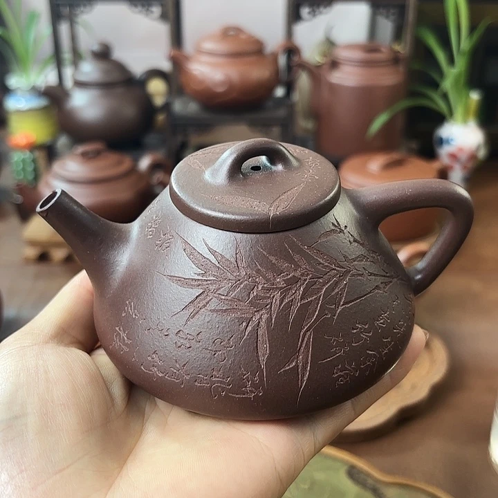 茶壶紫砂子冶石瓢 紫泥 200cc