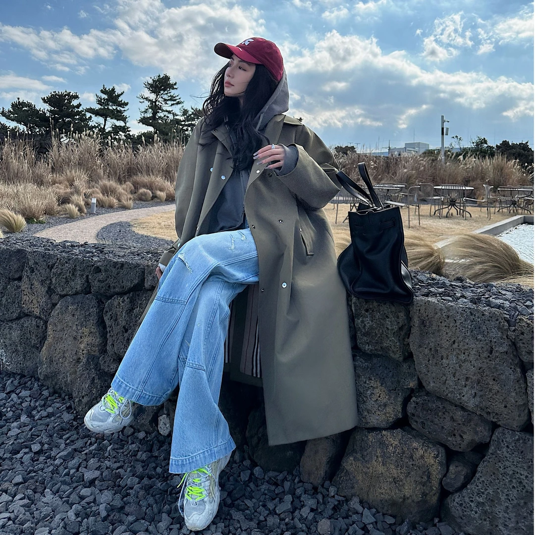 【雅宁YN】宽松廓形风衣外套2025年春老钱风设计感女士大衣潮新