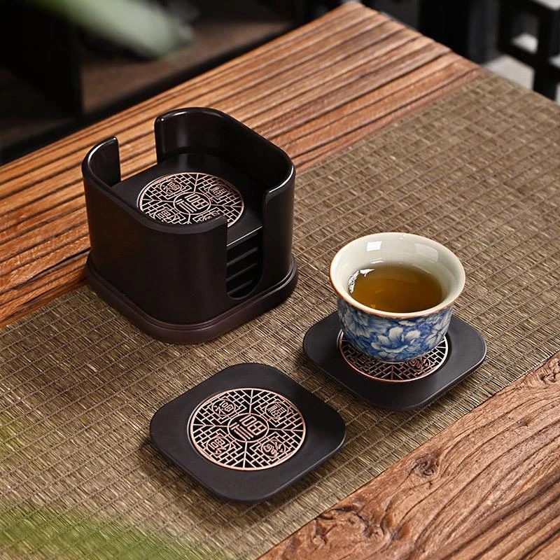 五福电木杯垫中式茶杯托家用会客防烫隔热垫功夫茶道零配茶垫子