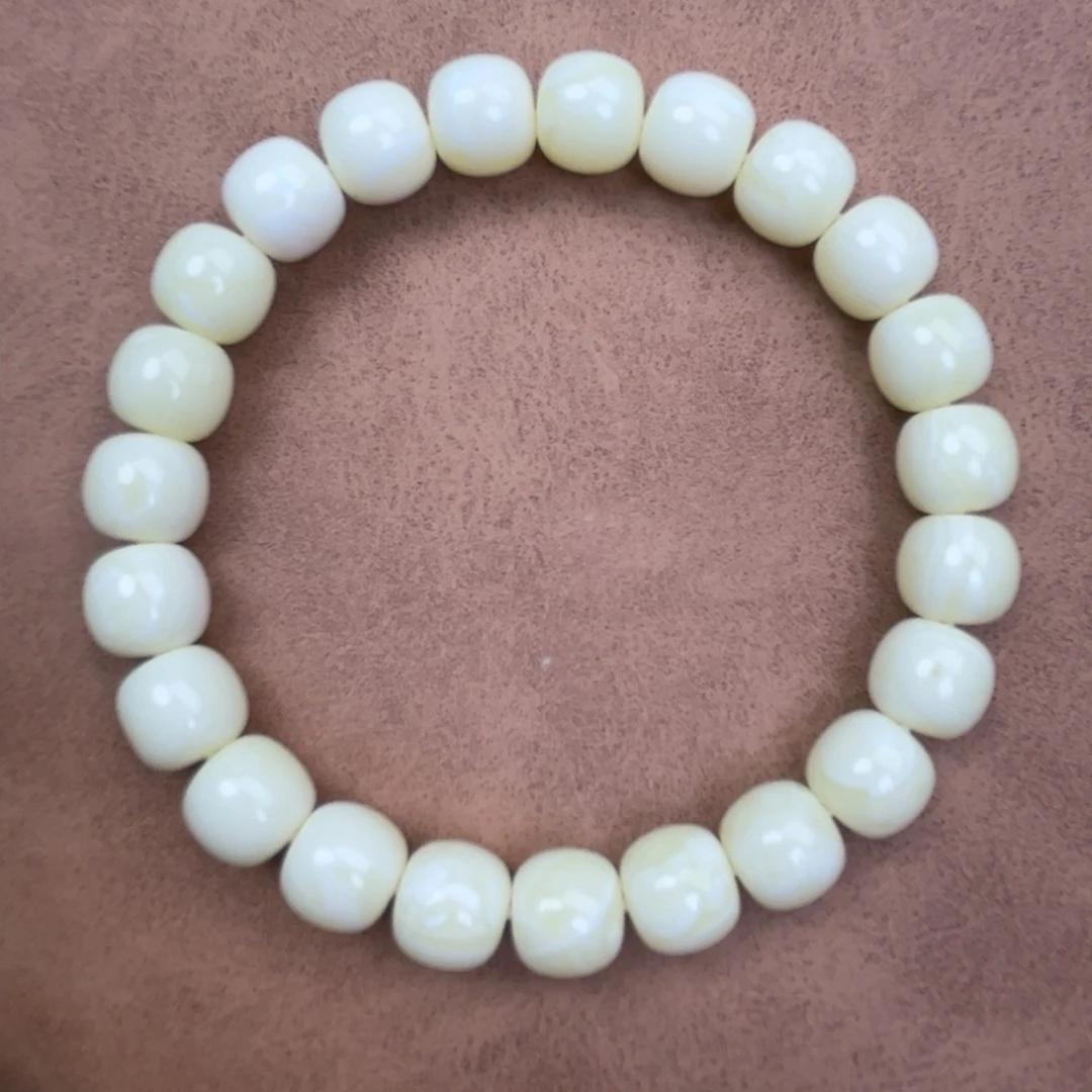 蜜蜡未镶嵌手串俄料同料瓷白10**9.2腕口18+