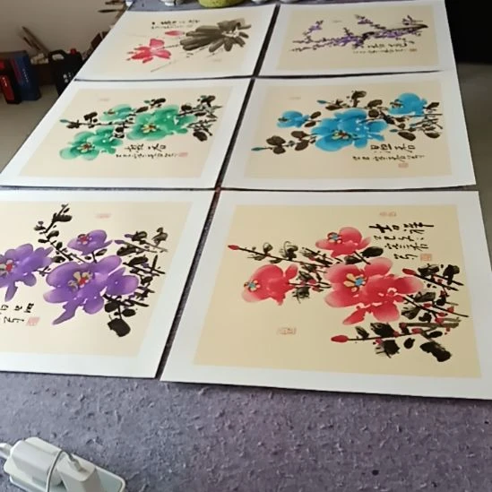 竖款写意画六张作品一套