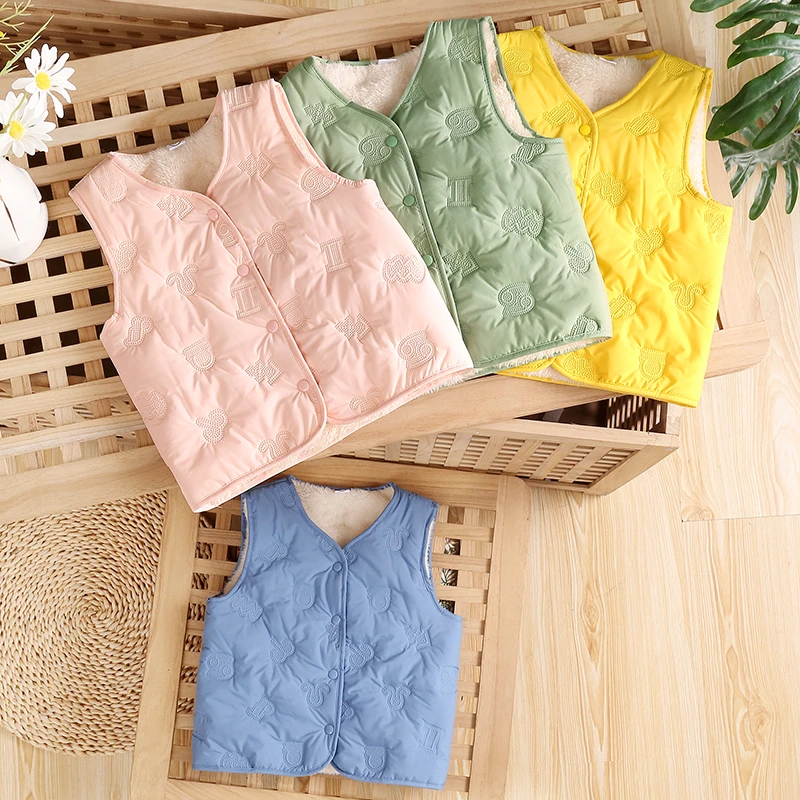 秋冬新款加绒男童儿童加绒马甲小童女童宝宝加厚内胆保暖儿童马甲