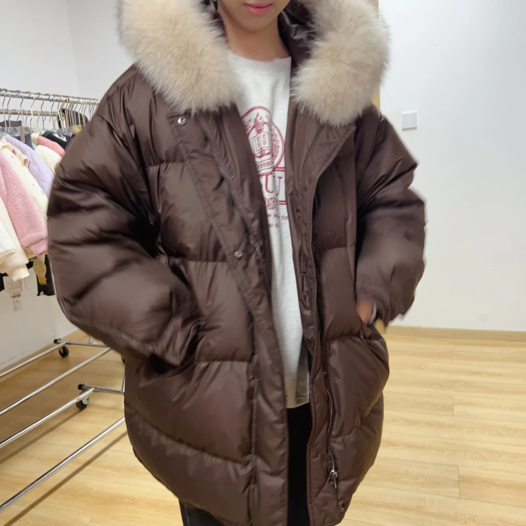 【原韩D】成人纯色毛领高级羽绒服