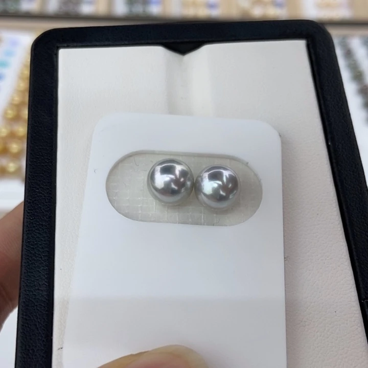 裸珠海水珍珠未镶嵌8.3mm正圆海水真多麻小极光对珠