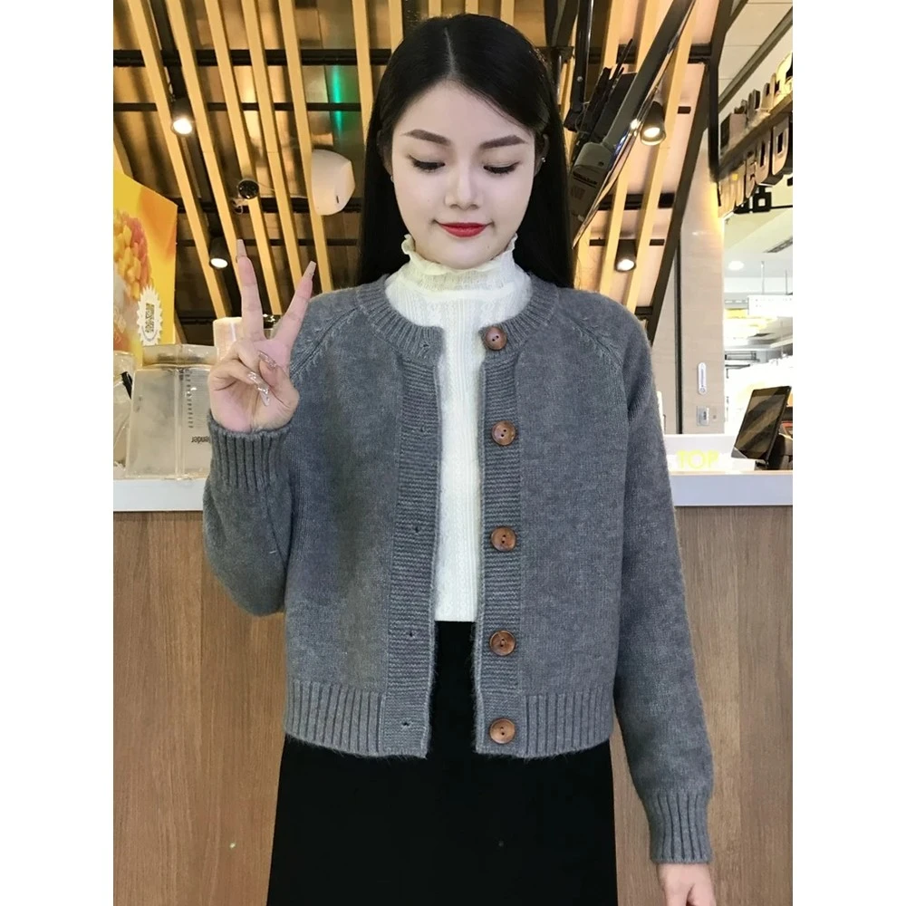 2025年春秋季新款时尚韩式宽松百搭针织开衫上衣显瘦加厚开衫女秋