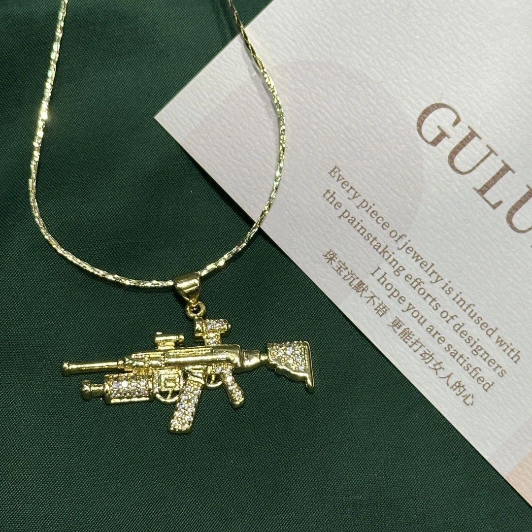 钛钢项链 钛钢项链GULUM 612AK冲锋枪轻奢气质华丽项链