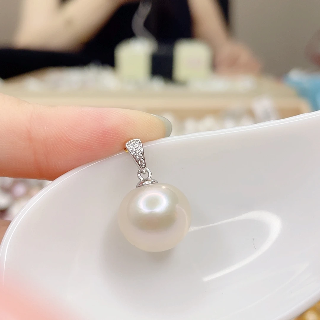 淡水珍珠银S925镶嵌吊坠(不含链)