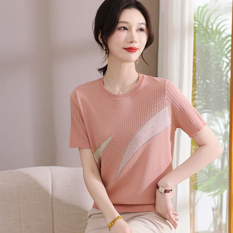 妈妈装2025夏季新款短袖T恤母亲节高端洋气时尚短袖中老年女装31