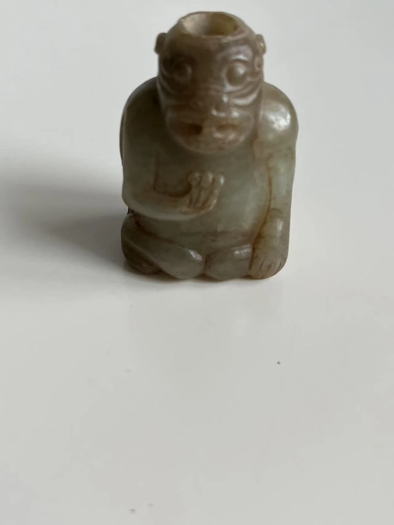 和田玉手工雕人物吊坠