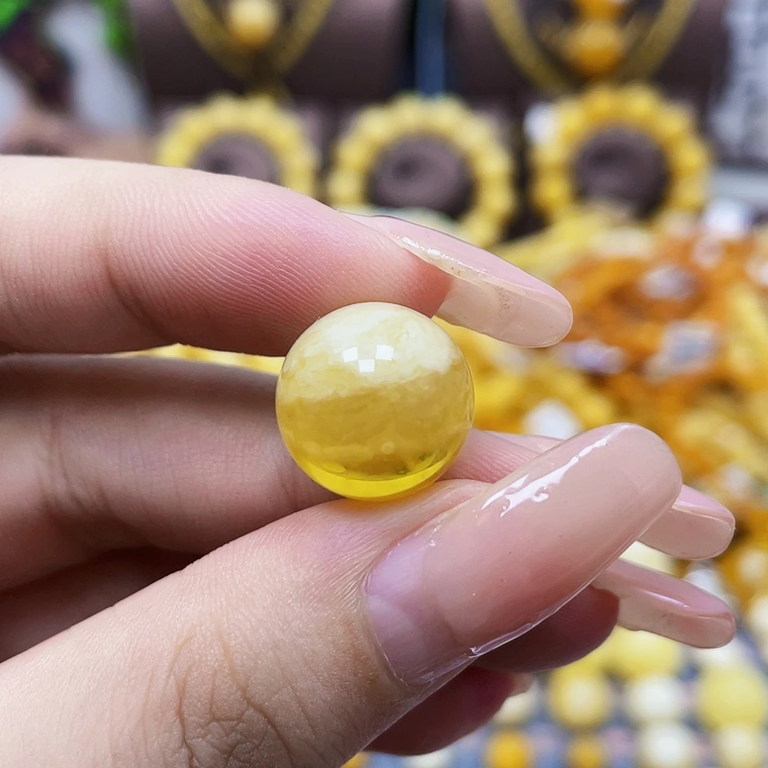 未镶嵌琥珀珠宝奇石14.6mm飘花.福利款.瑕