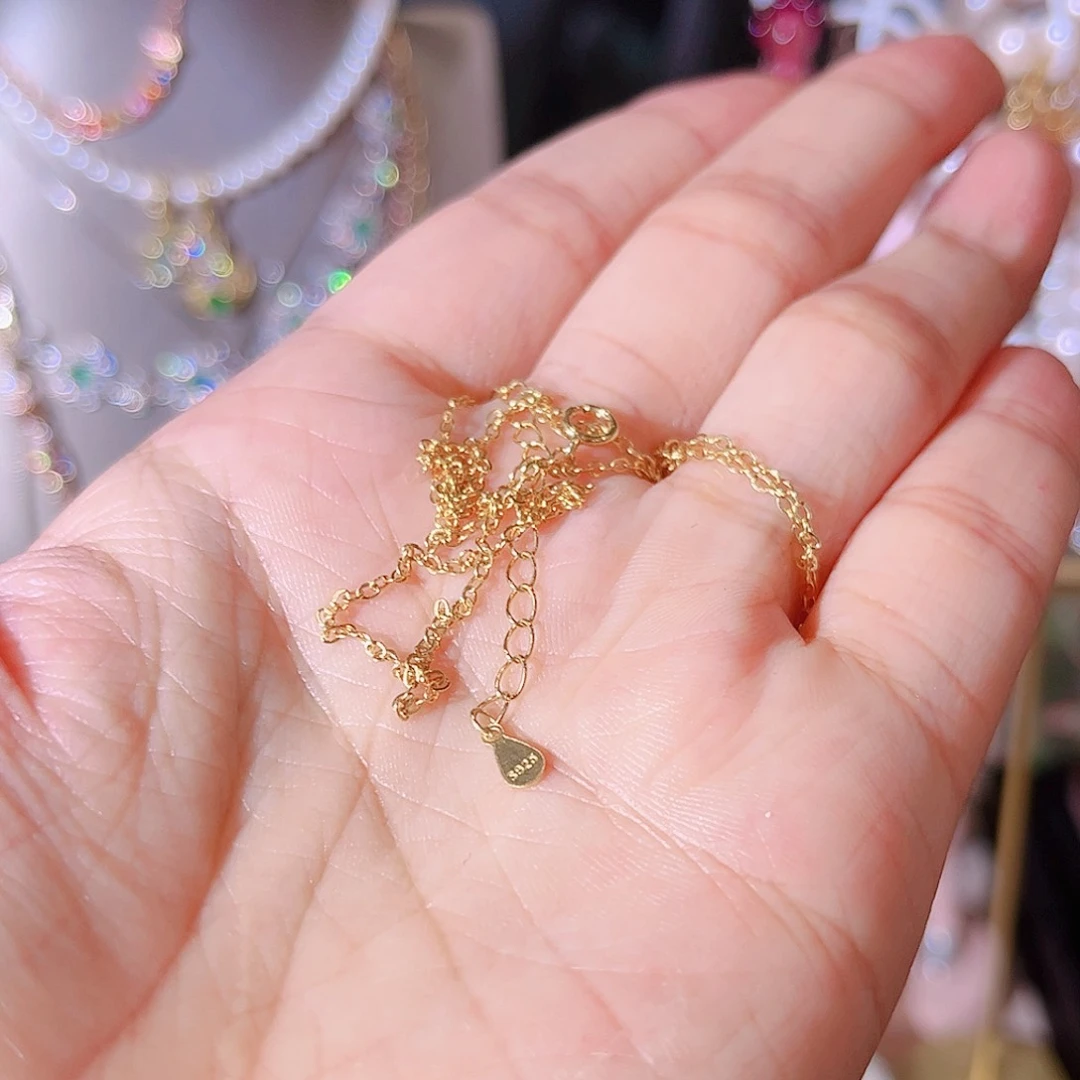 彩色蓝宝石颈饰银S925镶嵌