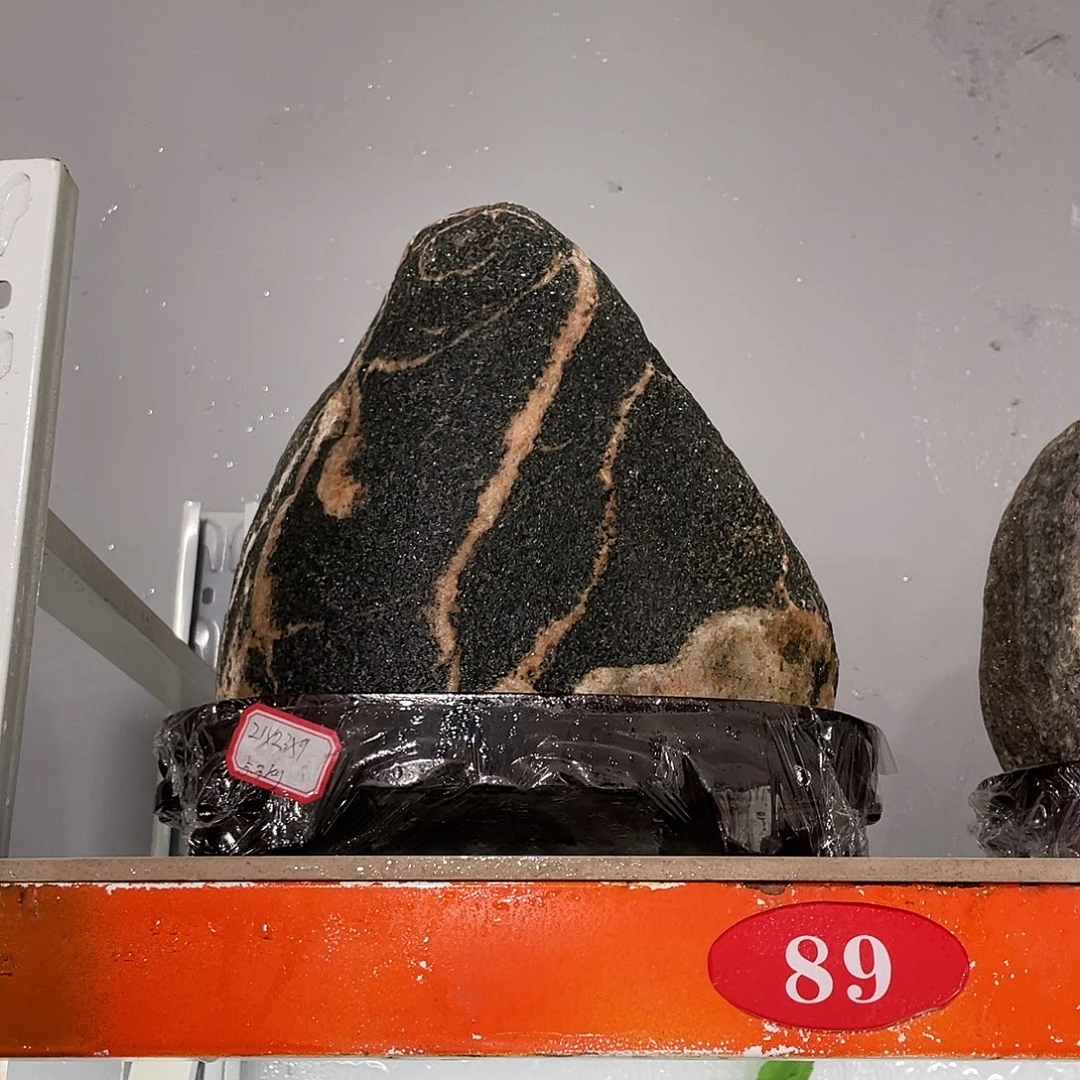 白***叔石材靠山石平安石摆件