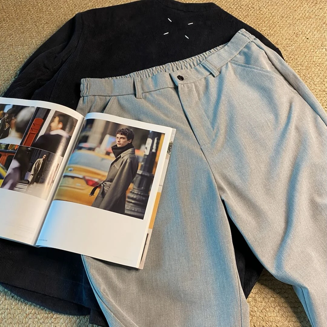 马丁叔叔 夏季新款休闲凉感垂坠休闲西裤