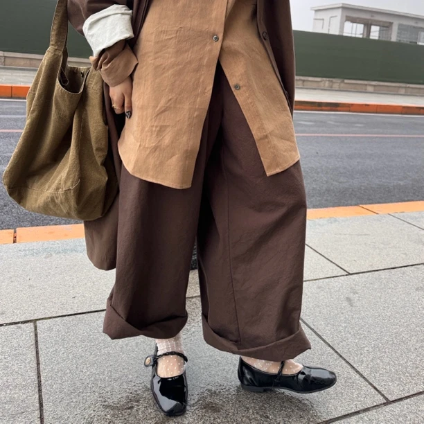 韩国休闲布裤万能腰