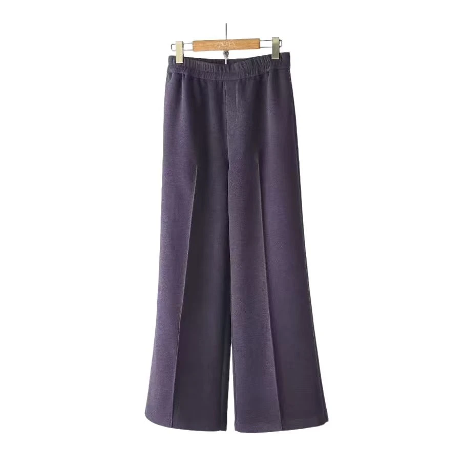 阔腿长款休闲裤垂顺感裤子中腰百搭K955