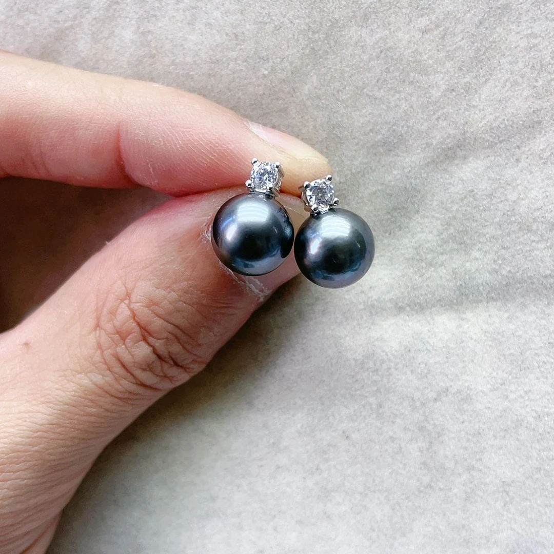 海水珍珠耳饰银S925镶嵌